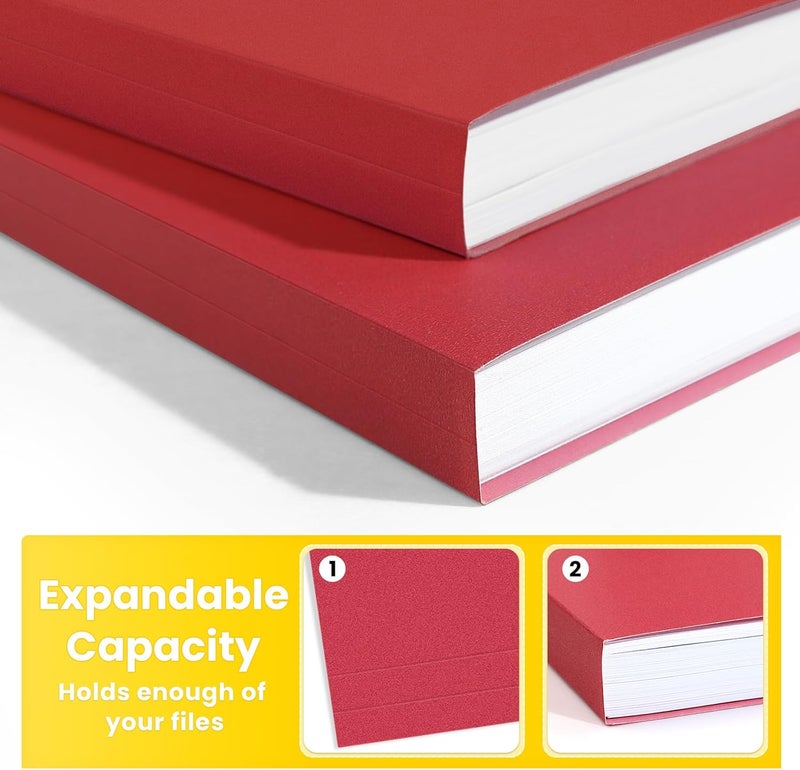 SUNEE File Folders, 30 Pack Manilla Folders 8.5 x 11, Colored File Folder Home Office School Supplies for Documents Files Paper, Red - Image 4